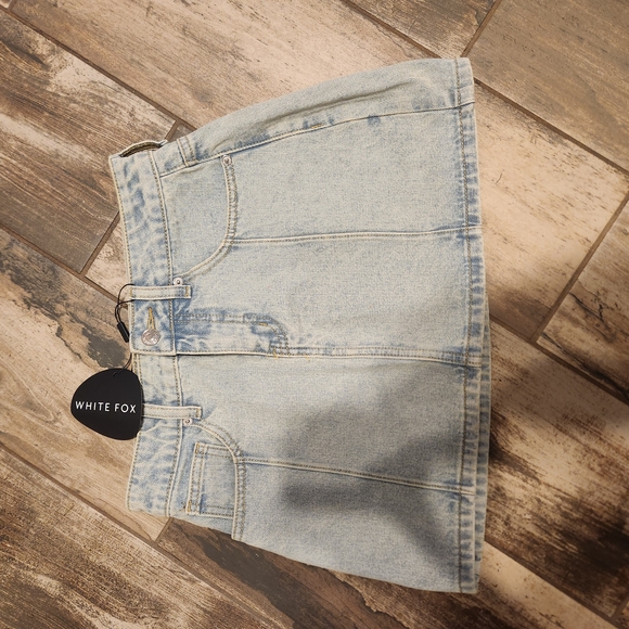 White Fox Light Blue Denim Skirt - Picture 1 of 3